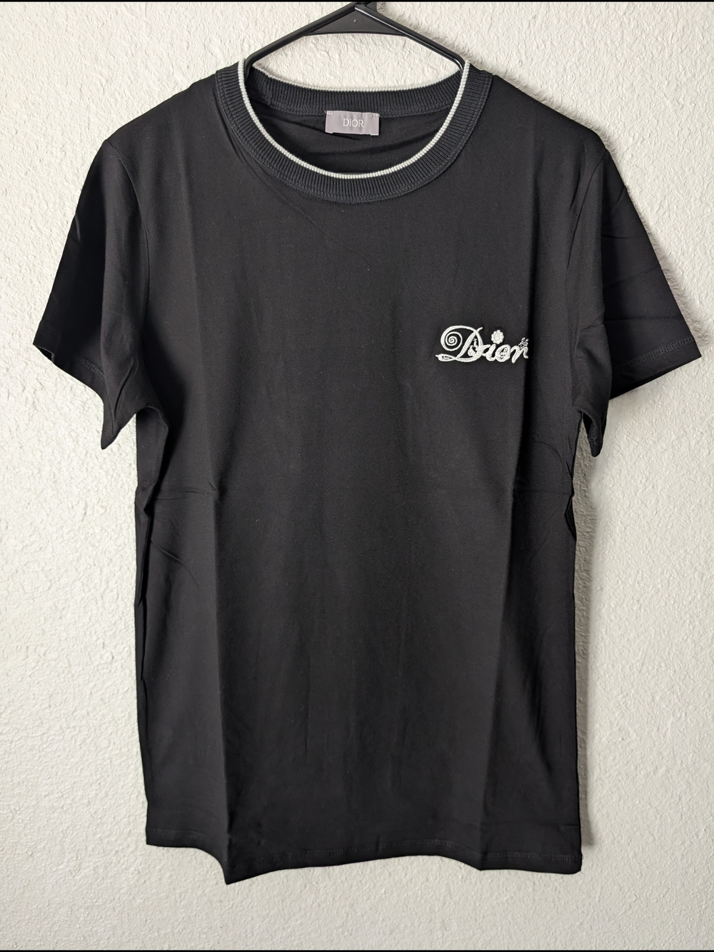 Dior Kenny Scharf Neck Embroided Black T-shirt Size M